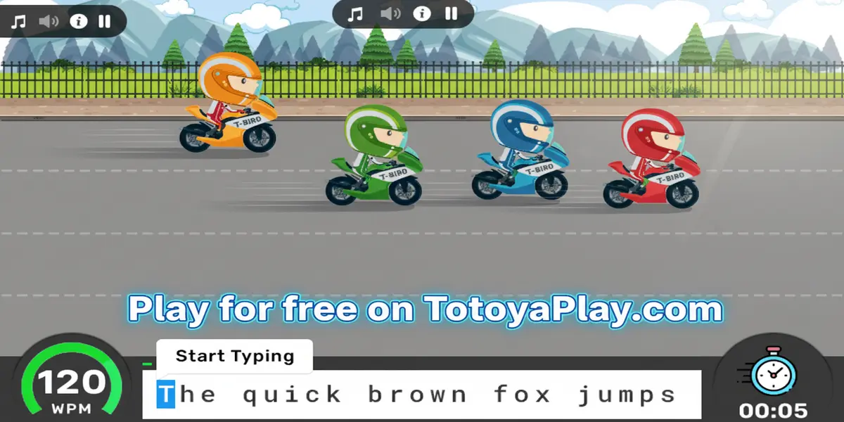 Gameplay screenshot of Bike Typing