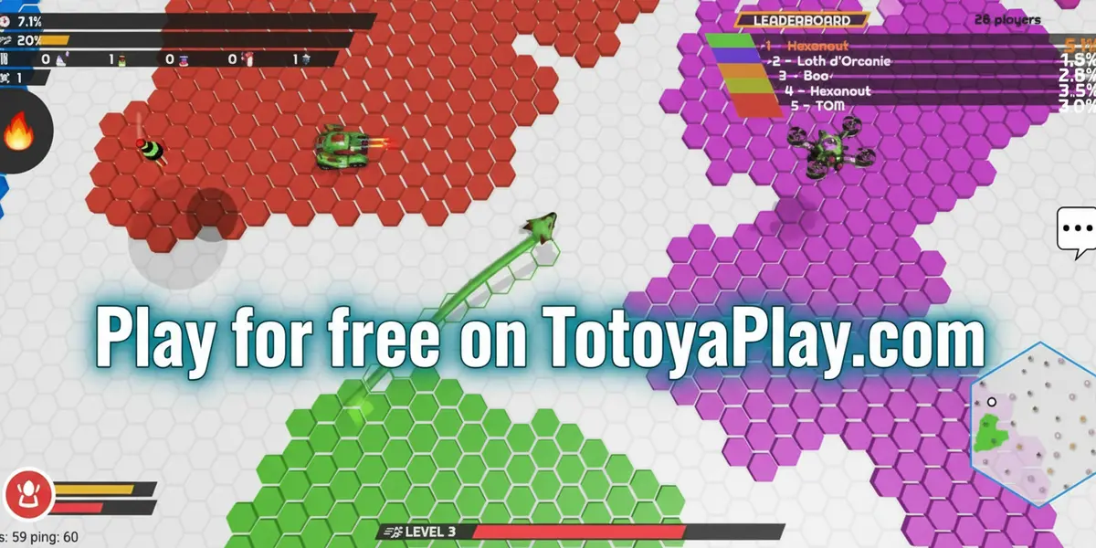 Gameplay screenshot of Hexanaut io